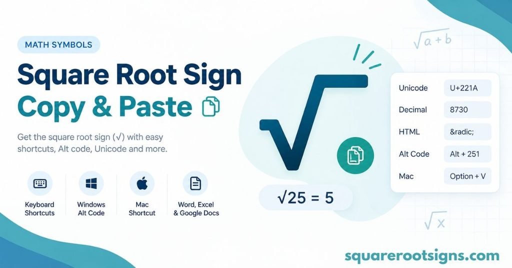 Square Root Sign Copy and Paste