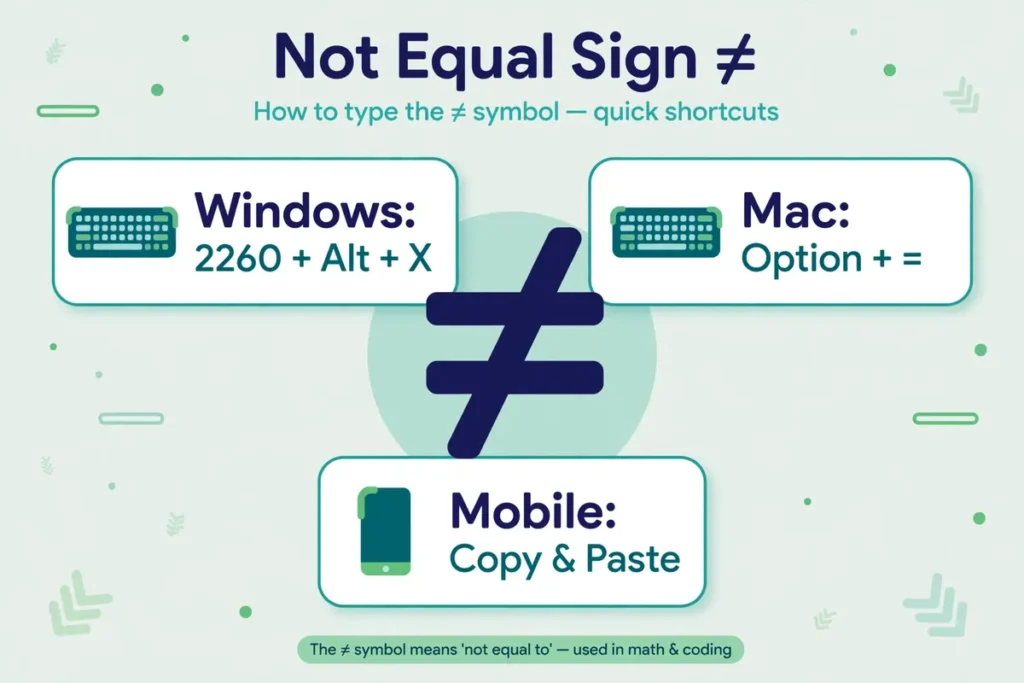 How to type the does not equal sign on Windows