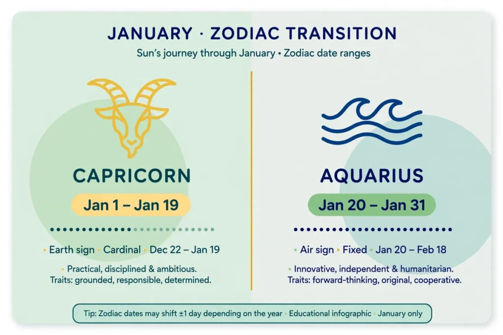 Capricorn to Aquarius zodiac transition in January