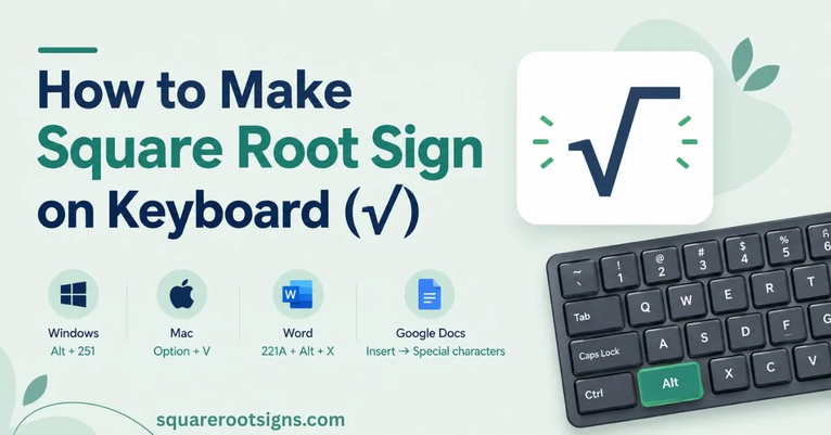 How to Make Square Root Sign on Keyboard